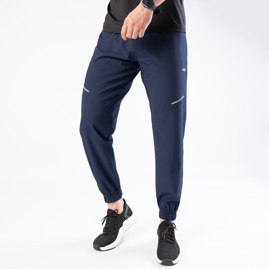 Navy Textured Micro Stretch Pants with Reflectors