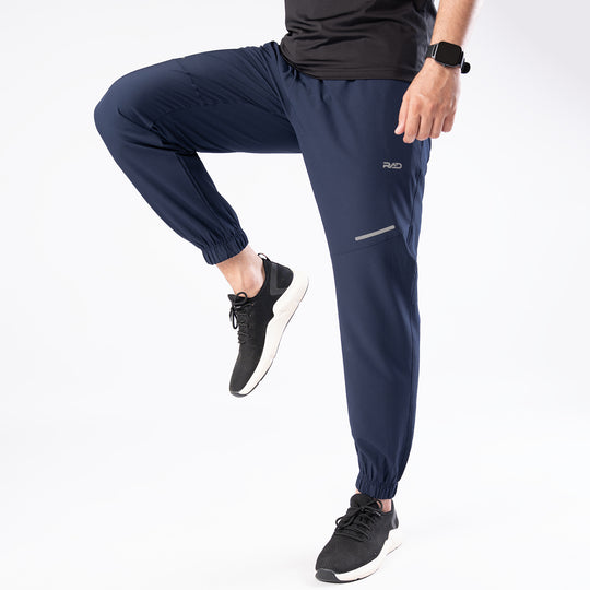 Navy Textured Micro Stretch Pants with Reflectors