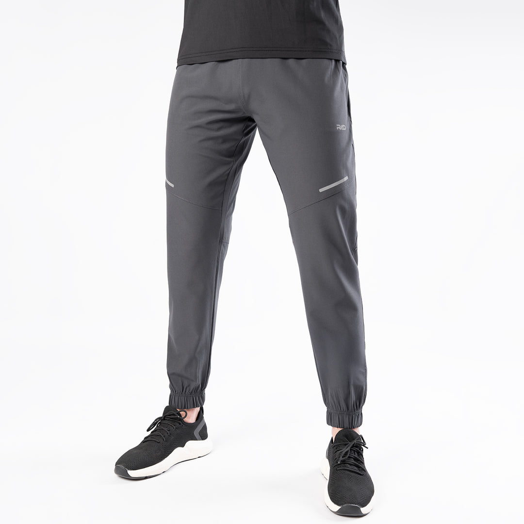 Charcoal Gray Textured Micro Stretch Pants with Reflectors