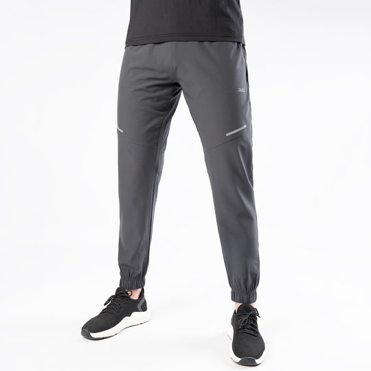 Charcoal Gray Textured Micro Stretch Pants with Reflectors