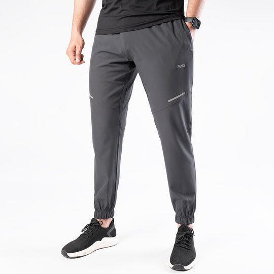 Charcoal Gray Textured Micro Stretch Pants with Reflectors