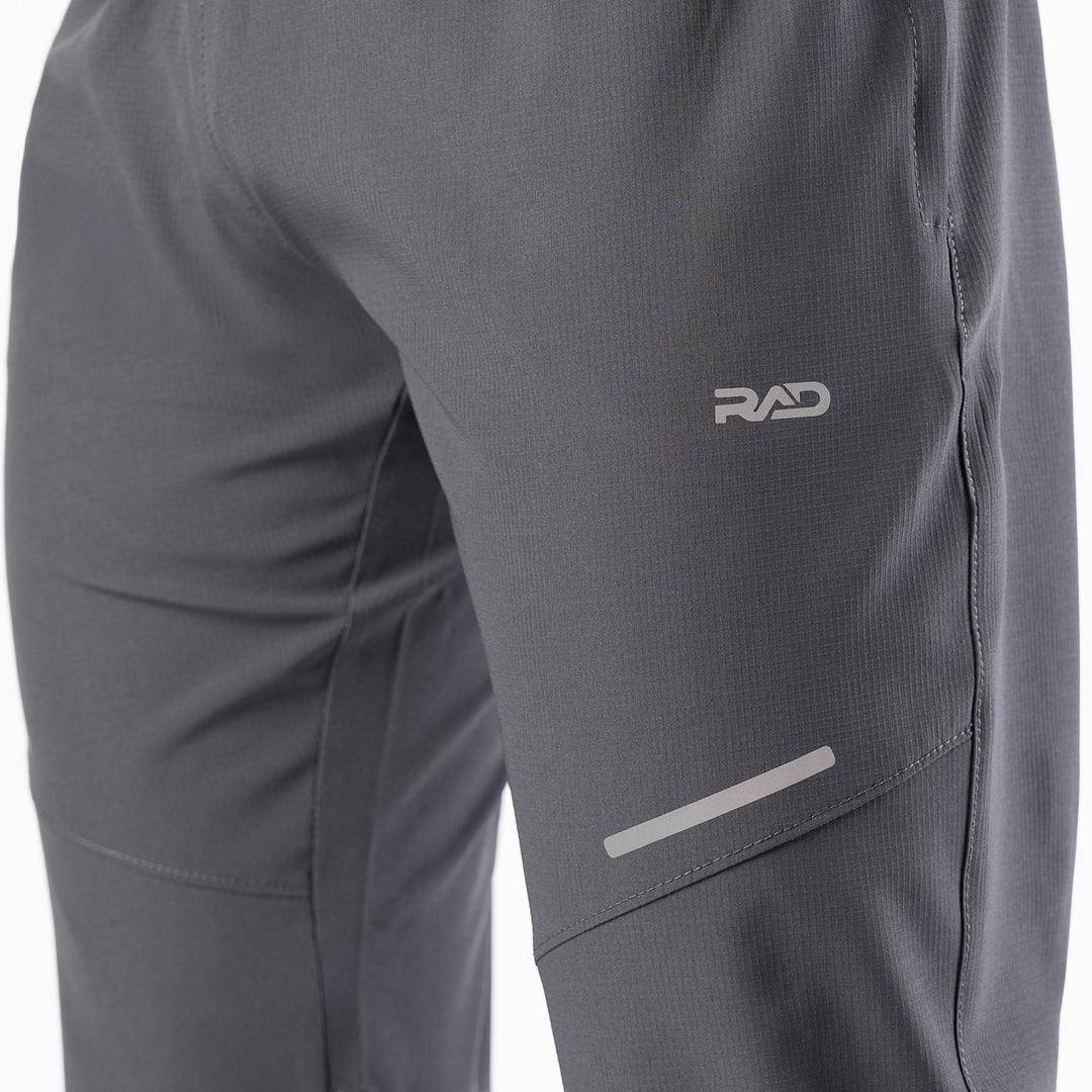 Charcoal Gray Textured Micro Stretch Pants with Reflectors