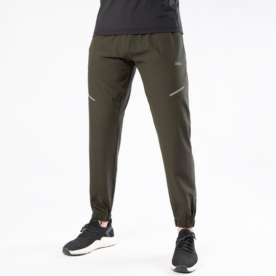 Olive Textured Micro Stretch Pants with Reflectors