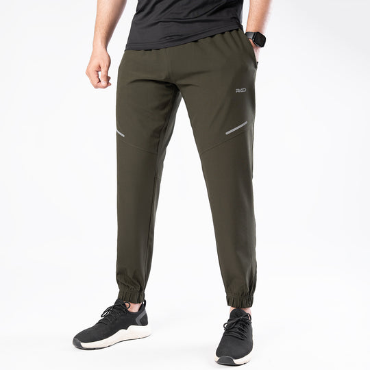 Olive Textured Micro Stretch Pants with Reflectors