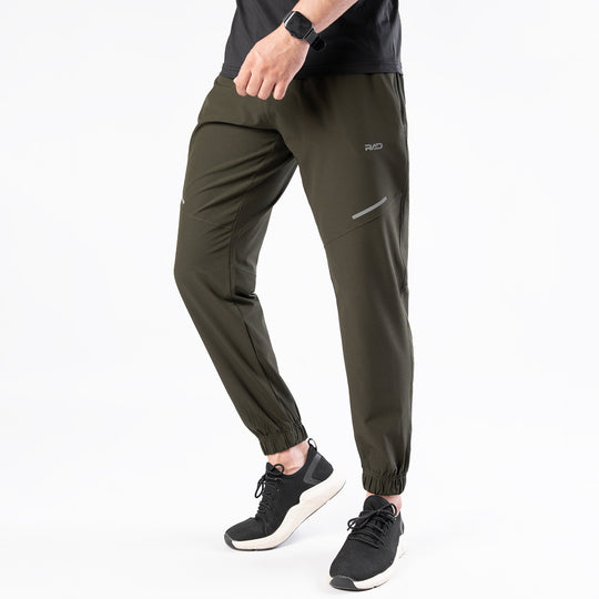 Olive Textured Micro Stretch Pants with Reflectors