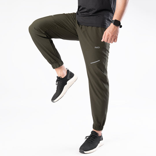 Olive Textured Micro Stretch Pants with Reflectors