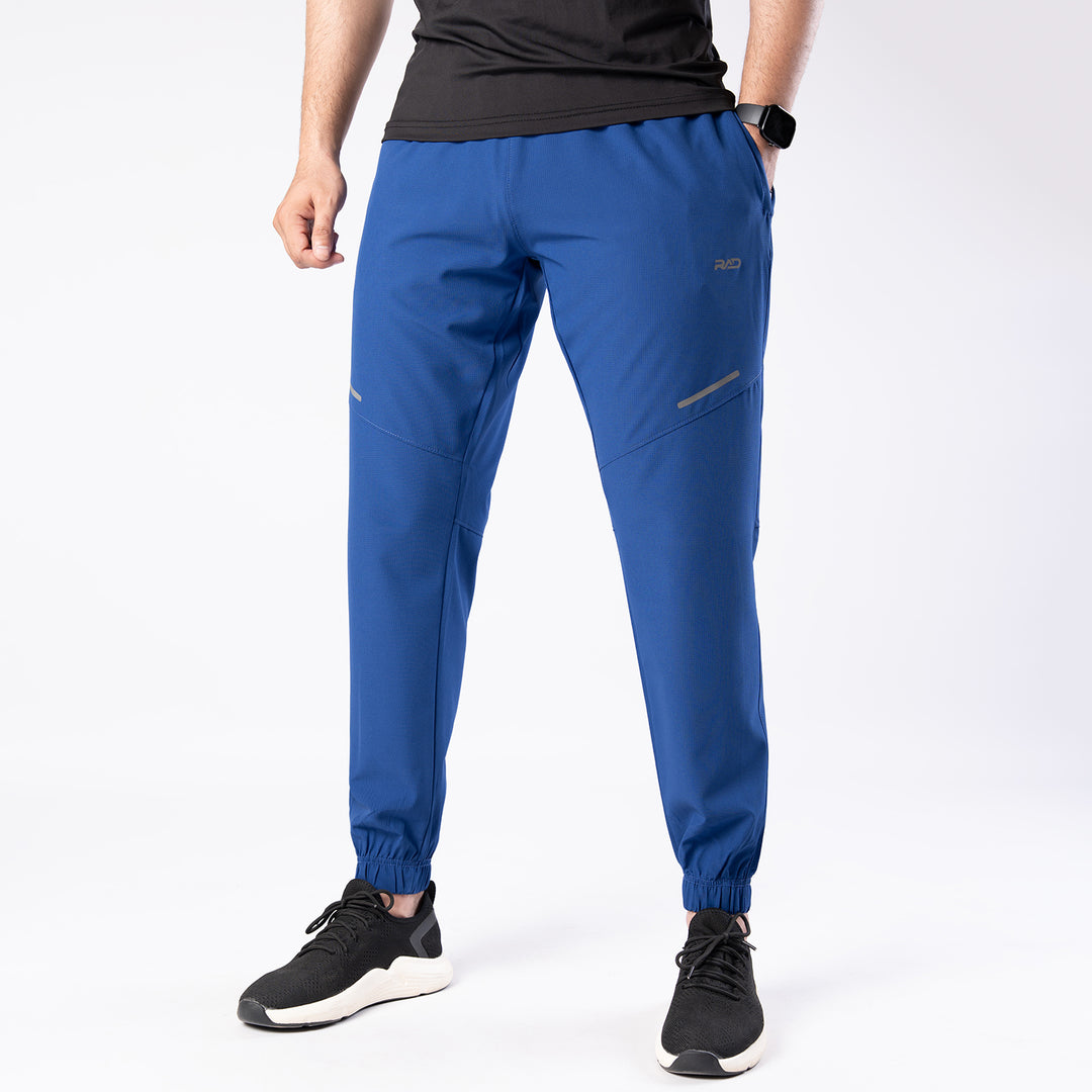 Cobalt Blue Textured Micro Stretch Pants with Reflectors