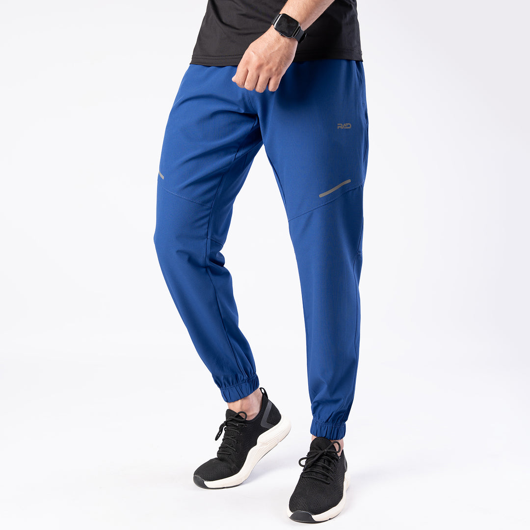 Cobalt Blue Textured Micro Stretch Pants with Reflectors