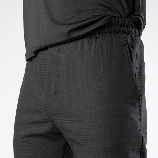 Black Woven Lycra Self Textured Straight Pants