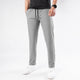 Gray Woven Lycra Self Textured Straight Trousers