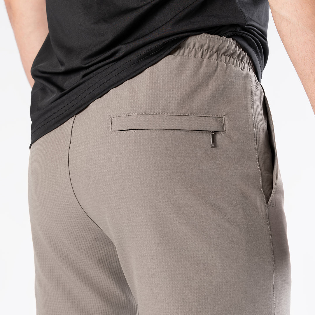 Khaki Woven Lycra Self Textured Straight Pants