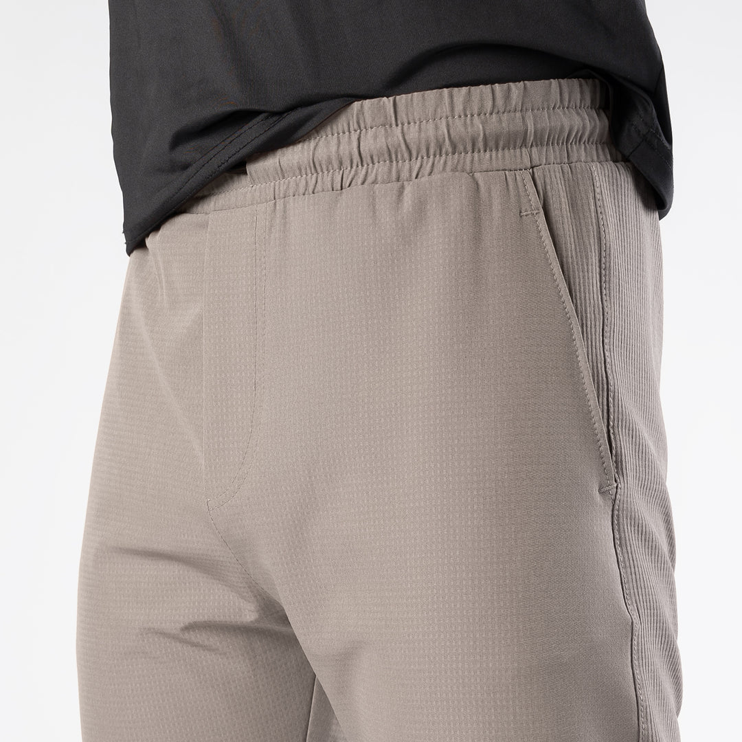 Khaki Woven Lycra Self Textured Straight Pants