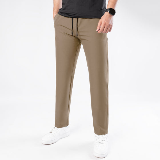 Fawn Woven Lycra Self Textured Straight Pants