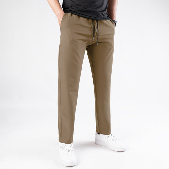 Fawn Woven Lycra Self Textured Straight Pants