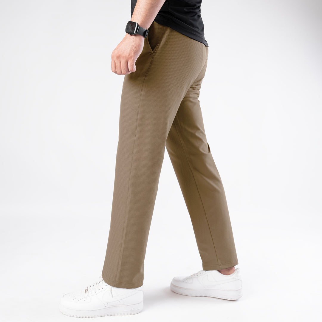 Fawn Woven Lycra Self Textured Straight Pants