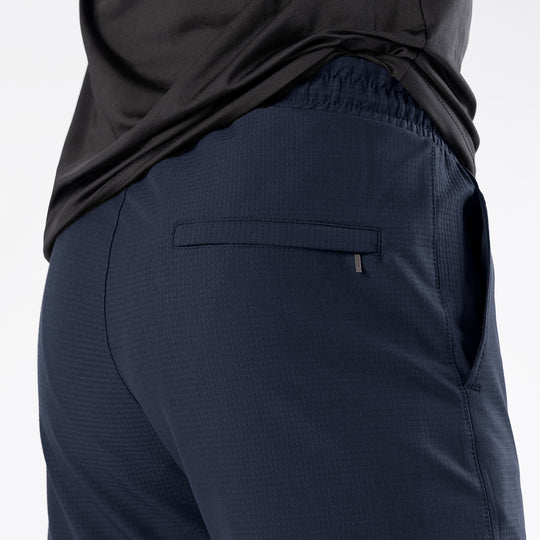 Dark Navy Woven Lycra Self Textured Straight Pants