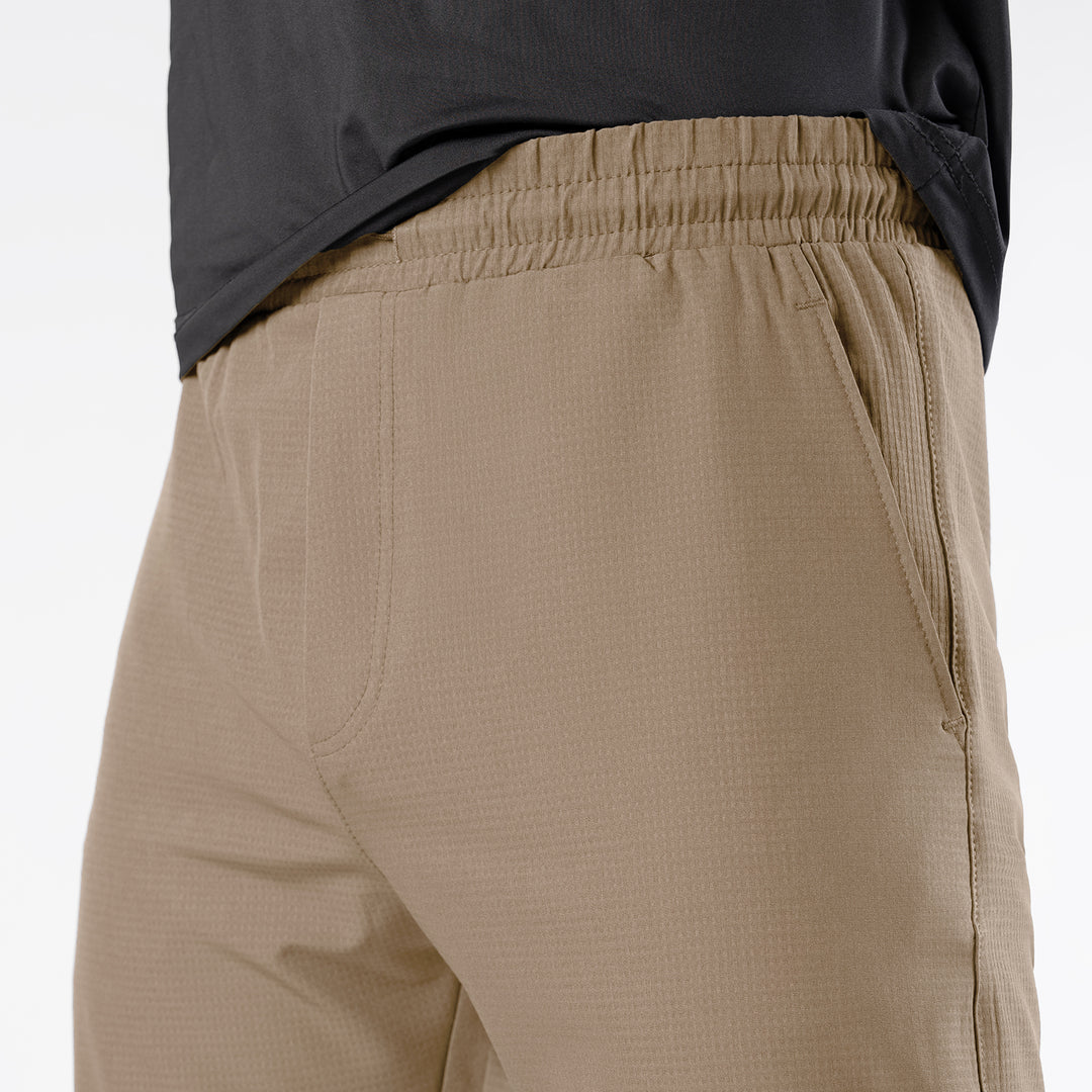Fawn Woven Lycra Self Textured Straight Pants