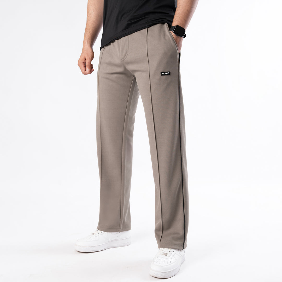 Khaki Front Stitch Trousers with Black Piping