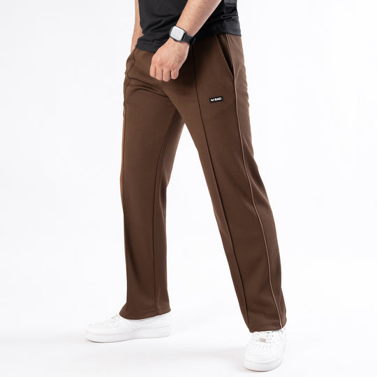 Brown Front Stitch Trousers with Beige Piping