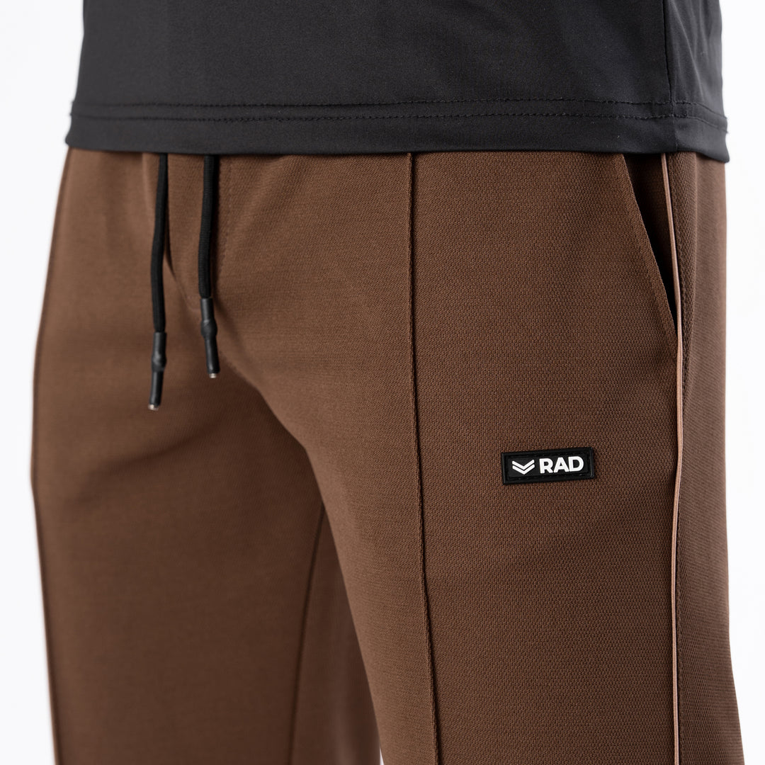 Brown Front Stitch Trousers with Beige Piping