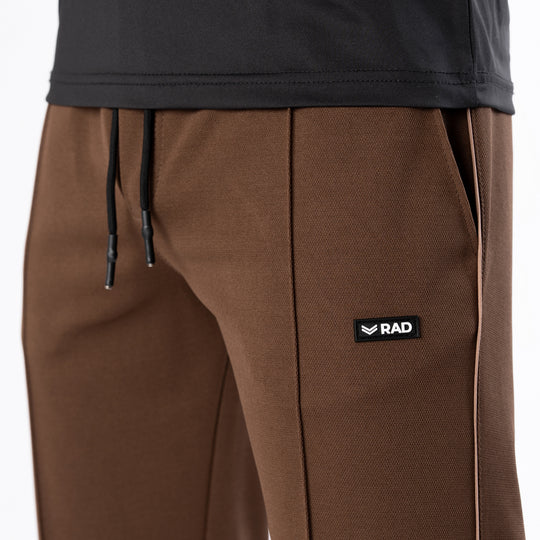 Brown Front Stitch Trousers with Beige Piping