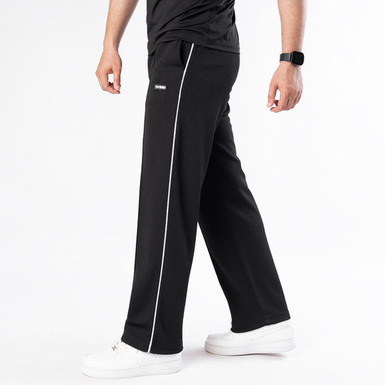 Black Front Stitch Trousers with White Piping