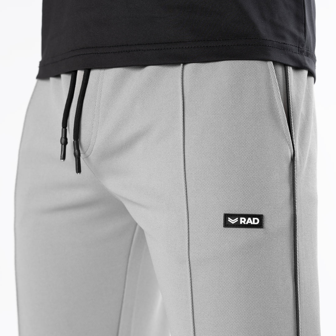 Silver Gray Front Stitch Trousers with Black Piping