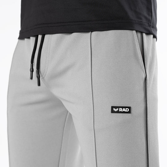 Silver Gray Front Stitch Trousers with Black Piping