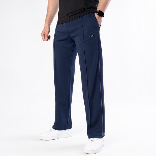 Navy Front Stitch Trousers with Gray Piping