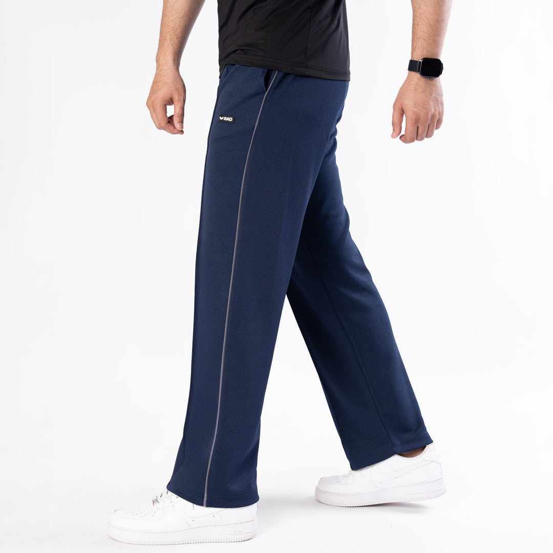 Navy Front Stitch Trousers with Gray Piping