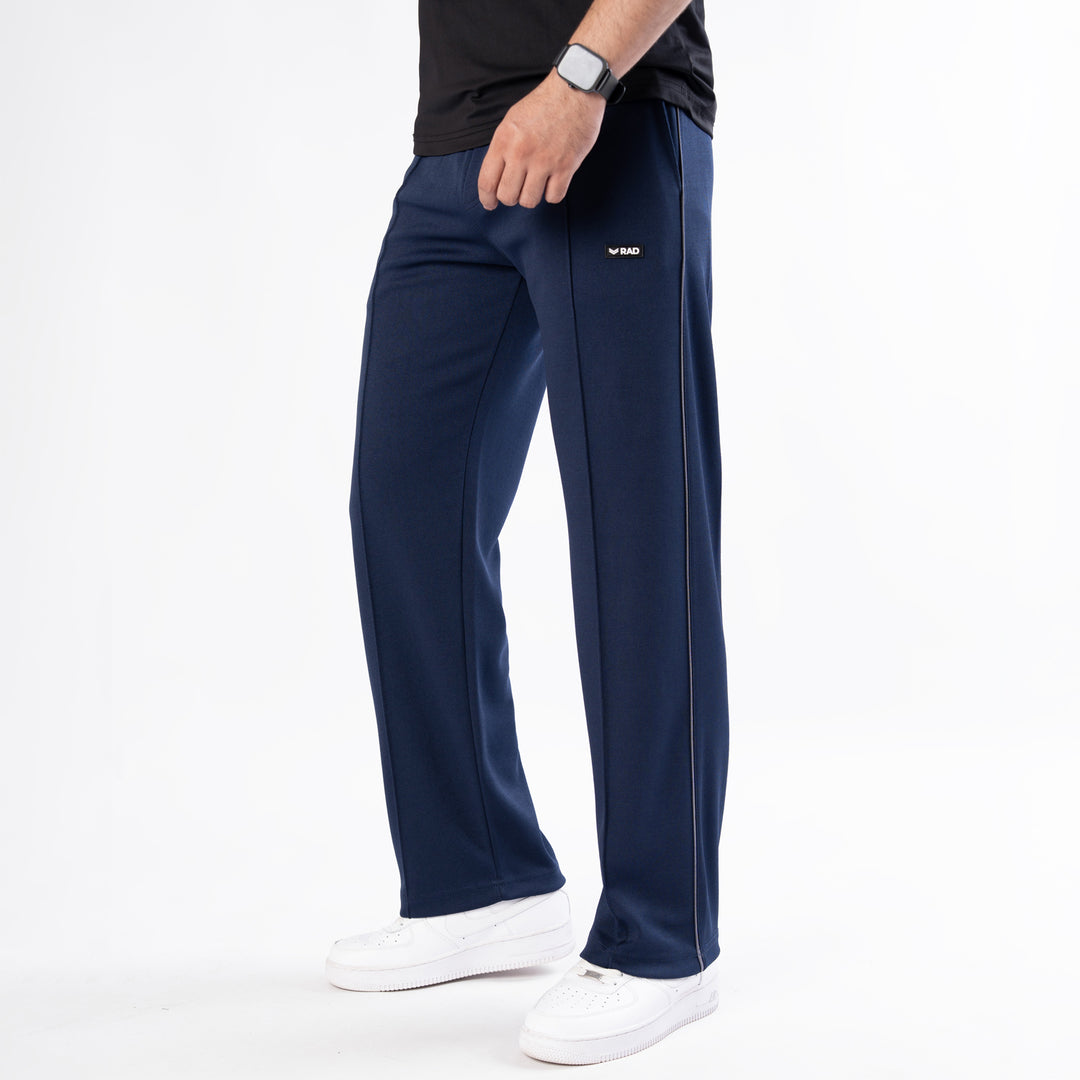 Navy Front Stitch Trousers with Gray Piping