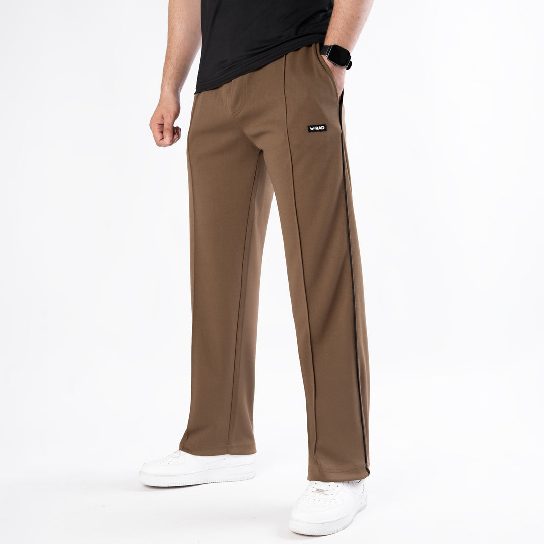 Mustard Front Stitch Trousers with Black Piping