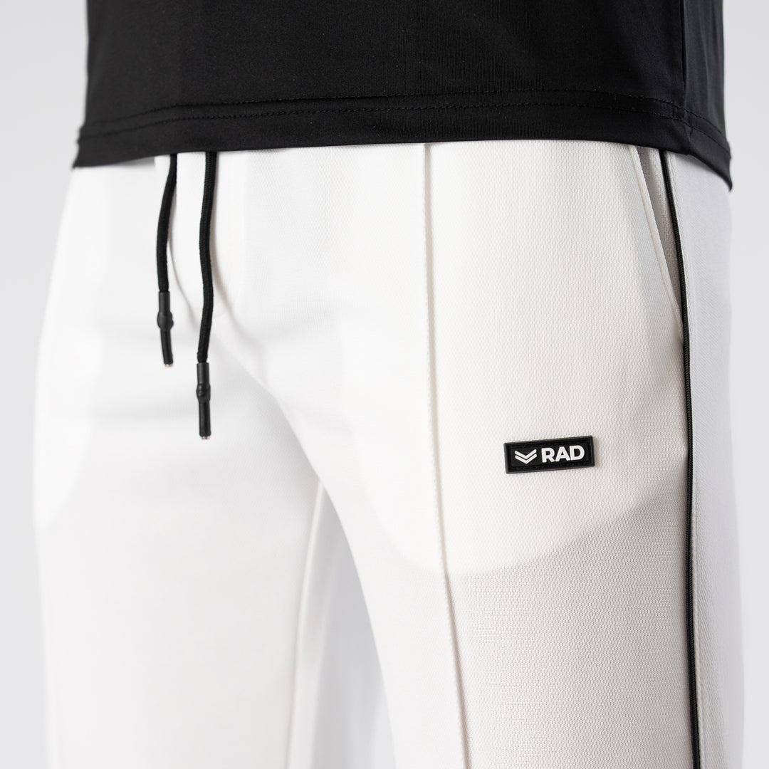 White Front Stitch Trousers with Black Piping