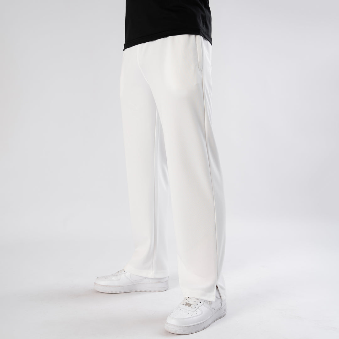 Plain White Wide-Leg Trouser with Slit