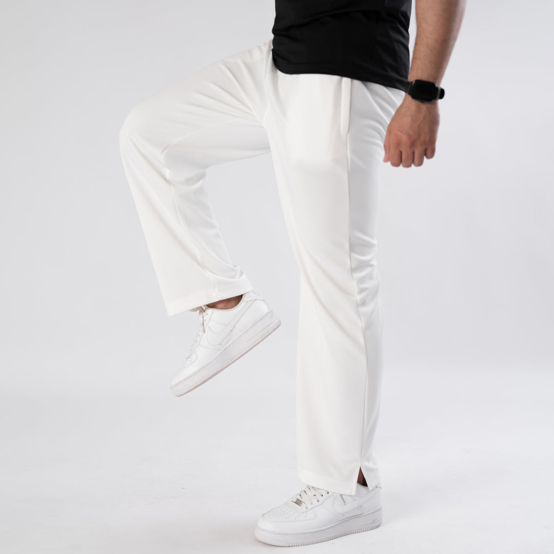 Plain White Wide-Leg Trouser with Slit
