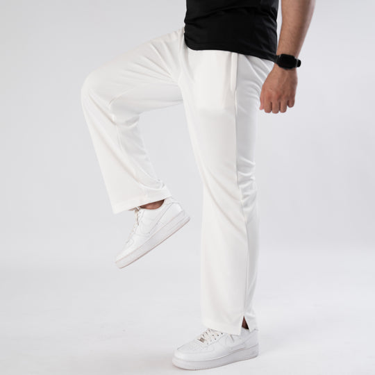 Plain White Wide-Leg Trouser with Slit