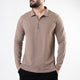 Khaki Full Sleeves Polo with Metal Zipper