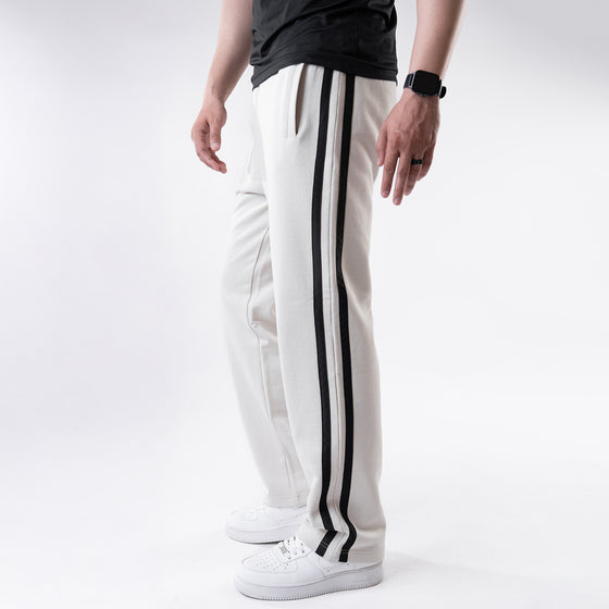 Off-White Wide Leg Trouser with Two Black Stripes