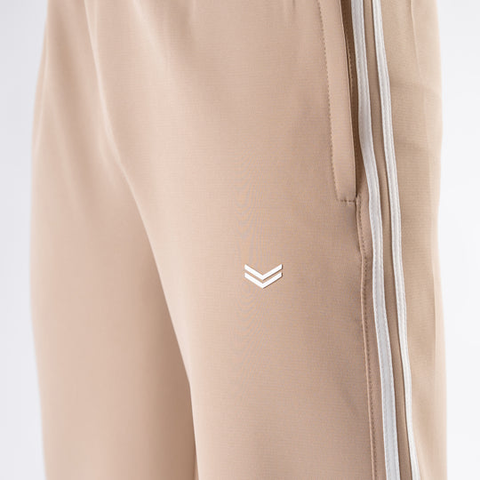 Beige Lycra Terry Two Stripe Trousers