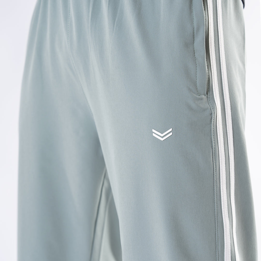 Sage Green Lycra Terry Two Stripe Trousers