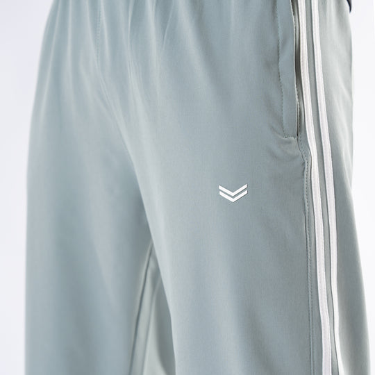 Sage Green Lycra Terry Two Stripe Trousers