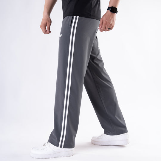 Smoke Gray Lycra Terry Two Stripe Trousers