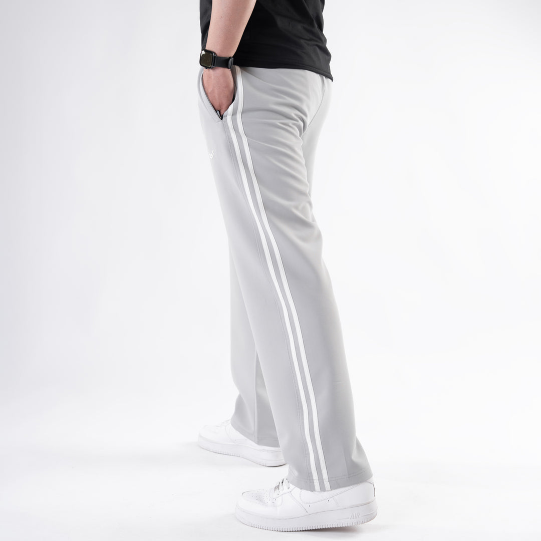 Light Gray Lycra Terry Two Stripe Trousers