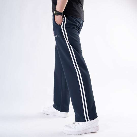 Space Blue Lycra Terry Two Stripe Trousers
