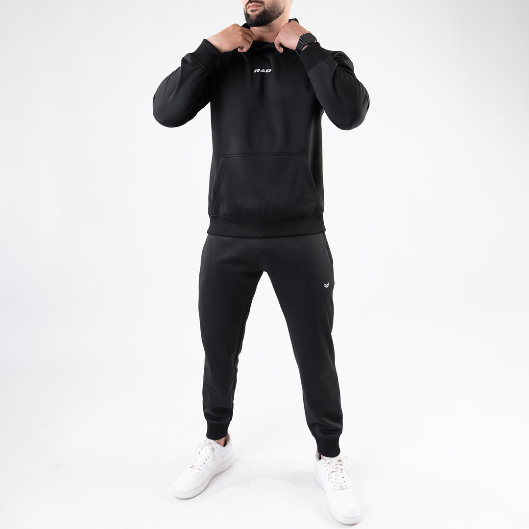 Plain Black Fleece Tracksuit
