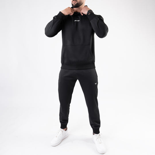 Plain Black Fleece Tracksuit