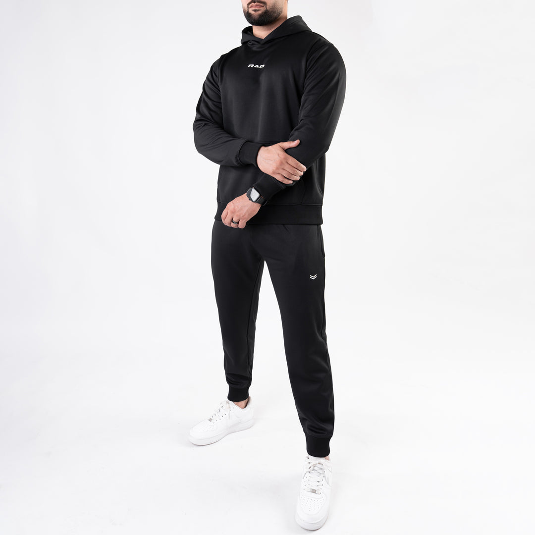 Plain Black Fleece Tracksuit