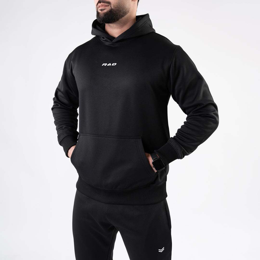Plain Black Fleece Tracksuit