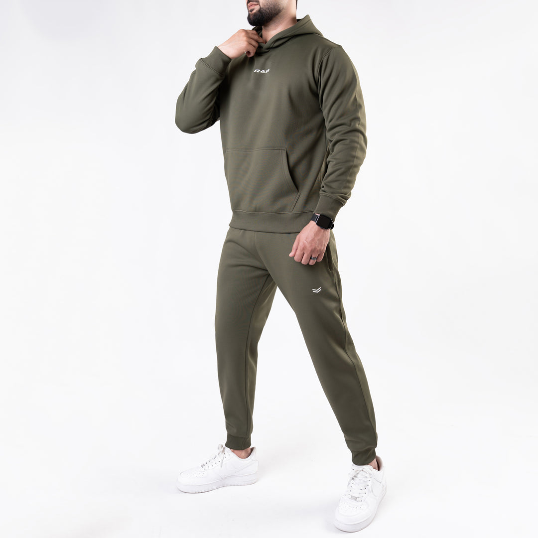 Plain Olive Fleece Tracksuit