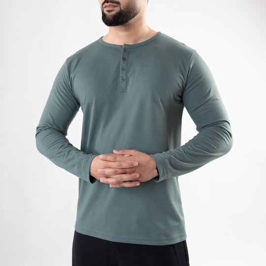 Plain Turquoise Henley